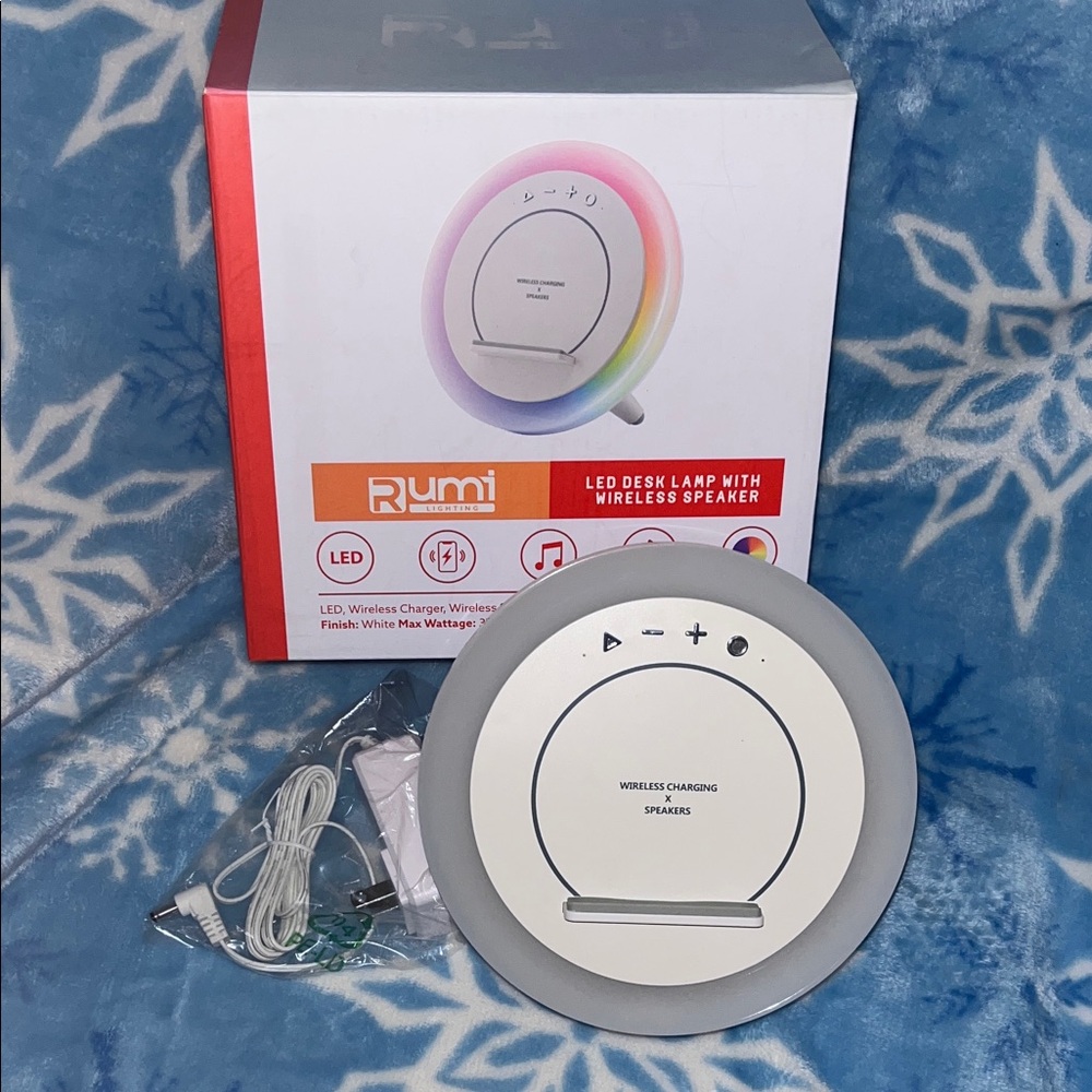 Never used Rumi LED Desk Lamp with Wireless Speaker and Wireless charging!